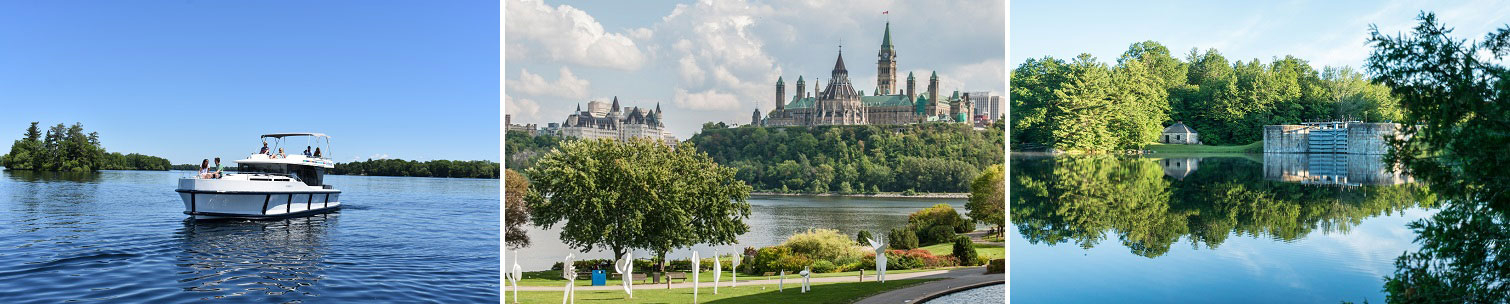 Riverboat and highlights along Rideau Canal